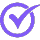 Purple checkmark inside a circular outline icon.