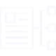 Icon of structured content with a document linked to three connected squares.