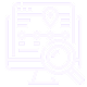 Computer monitor showing a map with a location pin and a magnifying glass for tracking.