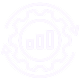 Icon of a gear surrounding a bar chart with an upward trend arrow indicating optimization or growth.