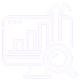 Computer screen showing rising bar chart with magnifying glass and upward arrow symbolizing SEO growth.