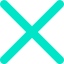 A bright turquoise cross or X shape on a black background.