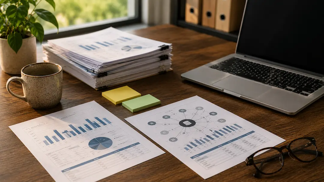 Analytics reports, performance charts, and business data dashboard illustrating how high-quality data influences AI citations and brand visibility.